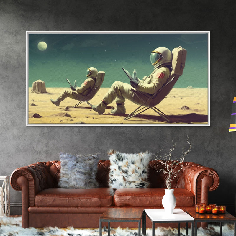 Alien Astronauts On Vacation, Canvas Wall Art, Space Art, Ready To Hang Canvas Print, Gift For Him, Gamer Room Art, Large Wall Decor