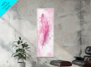 Pink Feather Artwork Framed Canvas Print, Vertical Whimsical Art Light Pink Decor, Boho Minimalist Gift Bedroom and Dorm Wall Art