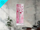 Wildflower Bouquet Framed Canvas Print Pink Poppy Painting Tall Skinny Art Living Room Above Sofa Rustic Guest Room Floral Wall Art