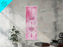 Regal Crown Gem Painting Framed Canvas Print Featuring Pink Abstract Art with Sparkling Gemstone Accents for Whimsical Wall Art Spaces