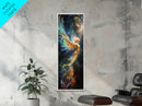 Ethereal Golden Angel Framed Canvas Print with Starlit Background, Angel Art Prints, Boho Art, Bedroom Art, Living Room Art, Vertical Wall Art