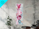 Gemstone Watercolor Painting Framed Canvas Print, Whimsical Pink Abstract Wall Art, Geometric Skinny Vertical Bedroom Art