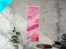 Pink and Gold Abstract Canvas Print, Whimsical Blotter Art with Metallic Accents, Vibrant Vertical Art for Bright and Creative Spaces