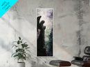 Praying Angel Silhouette Framed Canvas Print Angel Art Prints Gothic Wall Art Moody Art Vertical Living Room Spiritual Decor