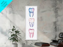 Whimsical Rainbow Teeth Canvas Print, Dentist Office Vertical Wall Art, Vibrant Dental Art Print for Gift Ideas
