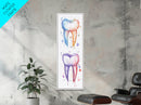 Watercolor Teeth Canvas Print, Dentist Office Vertical Wall Art, Vibrant Dental Art Print for Gift Ideas