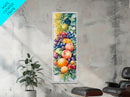 Still Life Canvas Print with Autumn Fruits and Grapes, Antique Farmhouse Rustic Art, Vertical Kitchen Seasonal Wall Decor