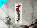Vibrant Peacock Art Canvas Print with Boho Decor Elements and Colorful Whimsical Art, Perfect Vertical Wall Art Gift Idea