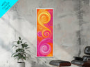 Bright Pink Orange Abstract Swirls Canvas Print, Vertical Skinny Art, Pink Orange Dorm Wall Art, Minimalist Artistic Decor