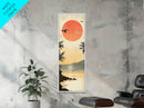 Seagulls At Sunset Beach Framed Canvas Print | Coastal Wall Art | Tropical Landscape Art | Nautical Painting | Living Room Decor
