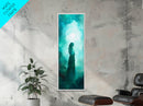 Moonlit Goddess Canvas Print Featuring Moody Woman Painting, Afrocentric Wall Art, And Above Bed Wall Art With Blue Green Hues