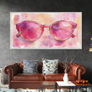 Pink Sunglasses Painting Framed Canvas Print, Whimsical Art Decor, Light Pink Wall Art, Retro Fashion Gift Idea, Original Artwork