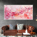 Vibrant Cherry Blossom Canvas Print | Pink Orange Wall Art | Spring Inspired Artwork | Living Room Above Sofa Decor | Horizontal Art