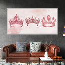Pink Crown Trio Canvas Print Whimsical Art Princess Aesthetic Dorm Decor Light Pink Art Bedroom or Living Room Artwork Gift Idea