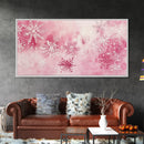 Winter Snowflake Motif with Pink Christmas Wall Art Aesthetic on Framed Canvas Print, Holiday Living Room or Bedroom Decor