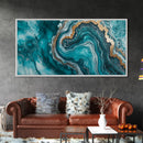 Turquoise Geode-Inspired Canvas Print, Mosaic Wall Art, Teal Wall Art, Abstract Coastal Art, Panoramic Art, Wide Wall Art, Coastal Decor