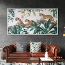 Tropical Leopard Trio Canvas Print Rustic Wall Art Botanical Jungle Decor Leopard Wall Art Above Sofa Art Gift Idea