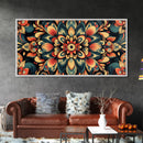 Kaleidoscopic Mandala Design Framed Canvas Print, Boho Wall Art, Sacred Geometry Painting, Colorful Ethereal Decor, Spiritual Zen Art