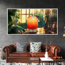 Tropical Sunset Cocktail Canvas Print, Vibrant Kitchen Wall Art, Foodie Home Decor, Botanical Drink Painting, Dining Room Cocktail Art