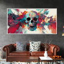 Abstract Skull Art Framed Canvas Print, Moody Colorful Halloween Wall Decor, Unique Living Room Art, Vibrant Therapy Art Gift Idea