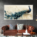 Stunning Peacock Art Framed Canvas Print, Bold Wildlife Wall Decor, Moody Nature Painting, Bedroom Above Sofa Art Gift Idea