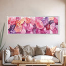 Gemstone Painting Canvas Print with Whimsical Crystal Colors, Gift Idea with Pink Orange Wall Art Accents, Boho Vertical Art