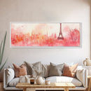 Eiffel Tower Blush Sky Canvas Print, Paris Landscape Art, Light Pink Wall Art, Romantic Artwork, Gift Idea For Her, Extra Wide Art