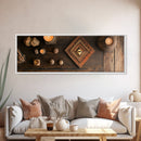 Wabi Sabi Framed Canvas Print Wooden Geometric Art Sacred Geometry Modern Rustic Decor Living Room Unique Gift Idea