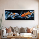 Dual Koi Serenity Canvas Print, Zen Wall Art, Coastal Wall Art, Rustic Decor, Teal Wall Art, Nautical Painting, Above Sofa Art