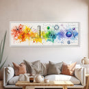 Vibrant Canvas Print of Colorful Science Art with Abstract Chemistry Diagrams, Therapy Art, Brain Art, Guest Room Art, Extra Wide Art