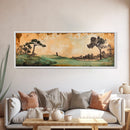 Japanese-Inspired Golf Scene Framed Canvas Print – Rustic Decor, Golf Art, Panoramic Art, Horizontal Wall Art, Gift Idea For Him