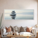 Zen Inspired Framed Canvas Print Minimalist Art Stacked Stones Calming Wabi Sabi Style Living Room Decor Neutral Wall Art
