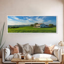 Scenic Green Rolling Hills Framed Canvas Print - Rustic Landscape Art, Farmhouse Living Room Decor, Extra Wide Art Above Sofa, Gift Idea