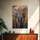 Indian Elephant Art Framed Canvas Print – Kerala Mural Painting, Sacred Geometry Decor, Ganesh Wall Art, Rustic Boho Living Room Art