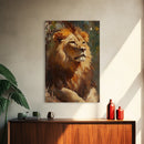 Regal Lion Oil Painting Framed Canvas Print – Rustic Decor Wall Art, African Lion Wildlife, Above Couch Art, Bold Statement Piece