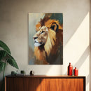 Lion Profile Oil Painting Framed Canvas Print – African Inspired Wildlife Art, Rustic Decor Above Bed Wall Art, Gift Idea Living Room