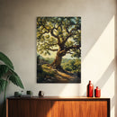 Majestic Oak Tree Framed Canvas Print Rustic Landscape Painting Oak Tree Art Above Couch Decor Living Room Wall Art Gift Idea