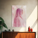 Feminine Veil Portrait Canvas Print Light Pink Wall Art Afrocentric Wall Art Moody Art Living Room Decor Romantic Room Aesthetic