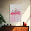 Pink Crown Canvas Print Framed Royal Aesthetic Art Whimsical Wall Art Light Pink Accent Bedroom or Living Room Rustic Decor Gift