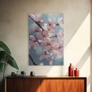 Japanese Sakura Canvas Print | Cherry Blossom Painting Art | Pastel Blue Floral Wall Art Gift Idea | Light Pink Bedroom Art