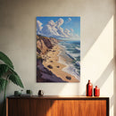 Sunny Beach Landscape Framed Canvas Print Coastal Seascape Painting Nautical Wall Art Gift Idea Bedroom Decor Rustic Nautical Painting