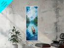 Tranquil Lake, lake Tahoe art, above bed wall art, pine tree art, mountain painting, gift idea for him, Framed Canvas Print