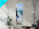 Ocean Waves, rocky beach seascape, coastal painting, nautical decor, landscape painting, extra wide art, Canvas Print