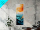 Golden Horizon, painting morro bay, nautical painting, orange abstract art, extra wide art, southwest wall art, Framed Canvas Print