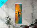 Sunset Kayaker, Coastal Painting, Moody Art, Nautical Decor, Rustic Wall Art, Christmas, Framed Canvas Print, Above Sofa Art