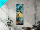 Windblown Pine, Ocean Painting, Moody Art, Coastal Landscape, Nautical Decor, Framed Canvas Print, Bedroom Art