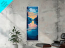 Sunset reflection, lake painting, landscape art, smoky mountain art, wabi sabi art, vertical wall art, framed canvas print, moody art
