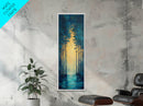 Moody Forest, pine tree art, landscape painting, dark romance painting, nature wall art, forest at dusk painting