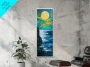 Moon oil painting, seascape painting, nighttime art, mystical wall art, ocean painting, moody art, framed canvas print