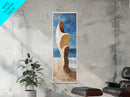 Surreal Beach Rock, coastal decor, wabi sabi art, abstract landscape painting, framed canvas print, above couch art